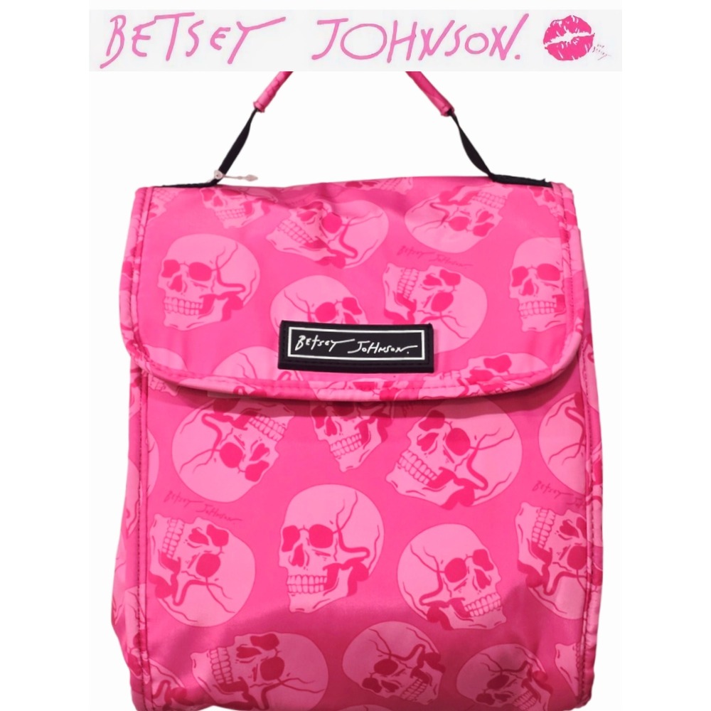 Betsey Johnson Skulls Flap Top Insulated Lunch Tote Bag